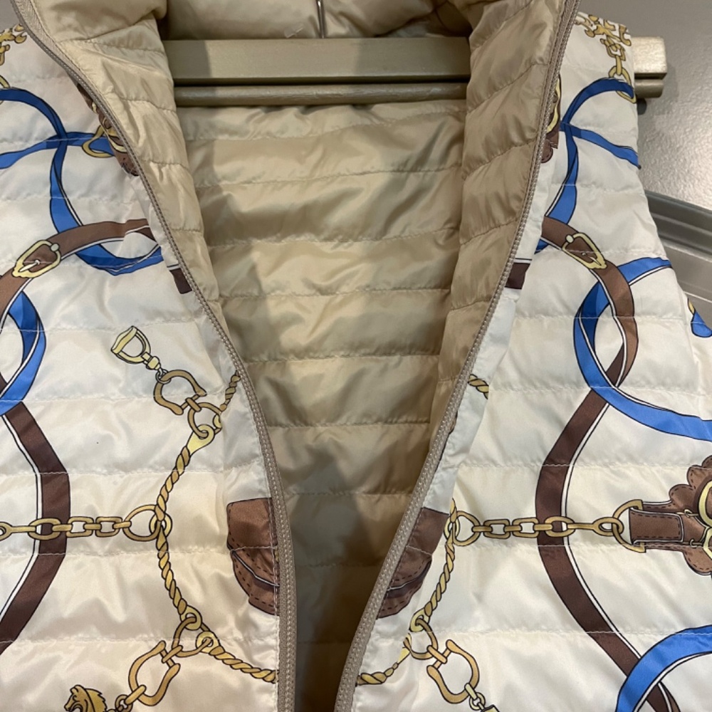 J McLaughlin Down Vest XS Women Reversible Equestrian print 75%OFF - Picture 3 of 6